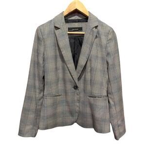 Zara Basic Womens Size 6 Brown Plaid Houndstooth Single Breast Button‎ Pockets